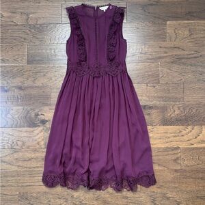EUC Ted Baker Deep Purple Porrla Frill Lace Dress